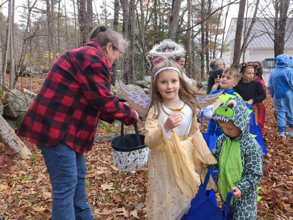 CVS student happily getting some candy